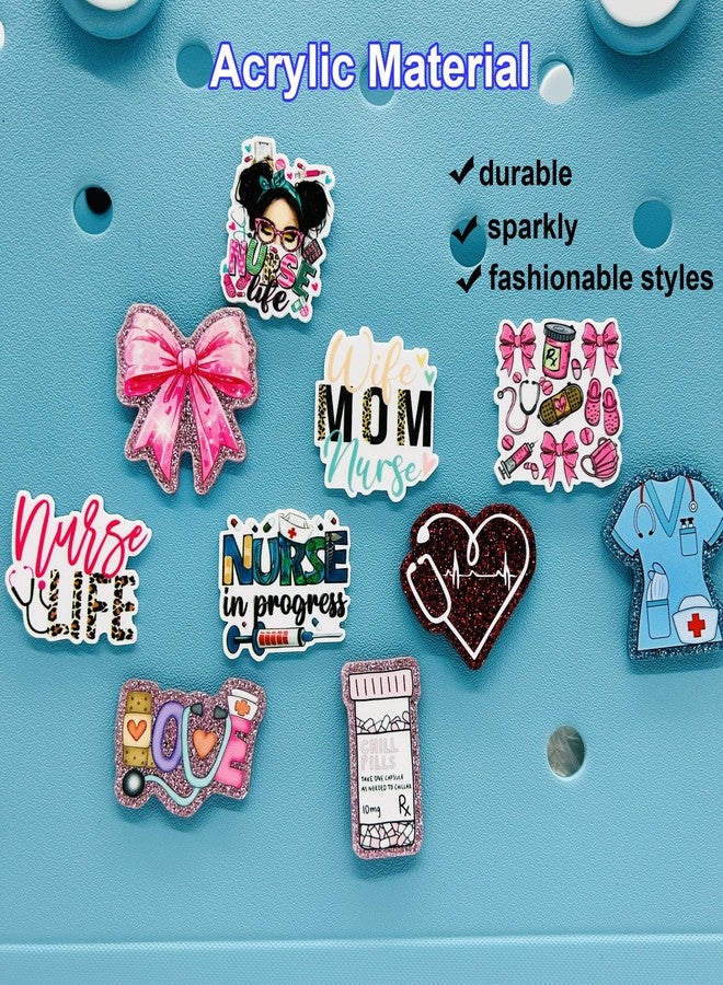 HYTYQDAFA 10PCS Nurse Life Charms for Bogg Bag Accessories, Cute Acrylic Medical Bag Charms with Sturdy Clips for Simply Southern Beach Totes Bag,Decoration Accessories for Nurse Girls Women - Image 3